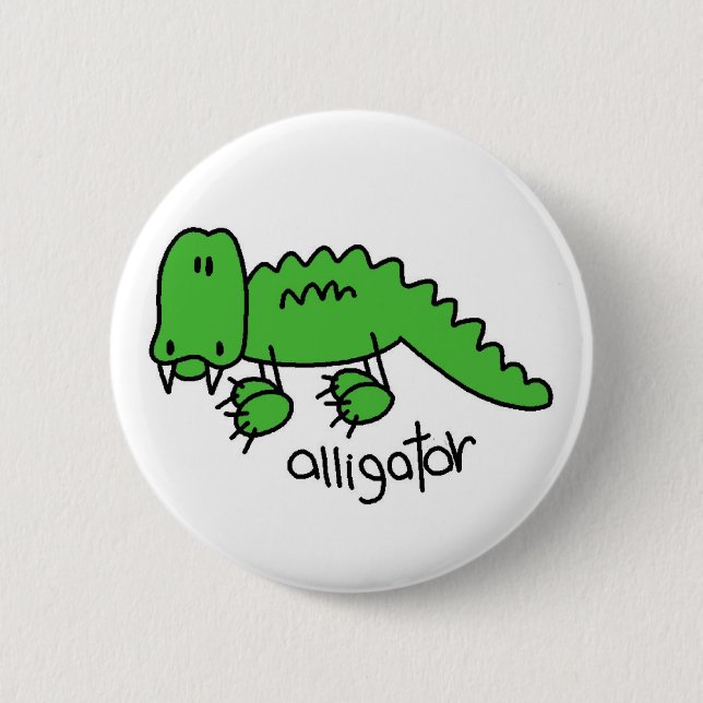 AlligatorStrichmännchen-Knopf Button (Vorderseite)