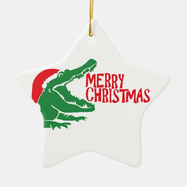 Alligatorweihnachtsverzierung Keramikornament (Vorne)