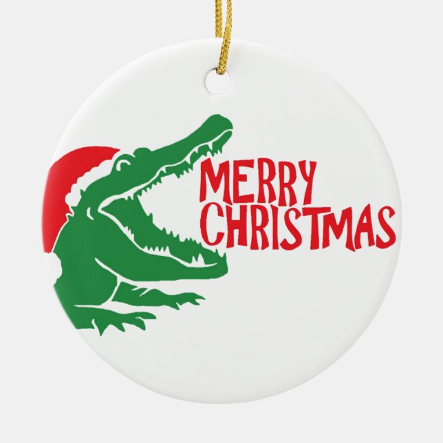 Alligatorweihnachtsverzierung Keramikornament (Vorne)