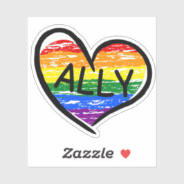 Alliiert für LGBTQ+ Handgezeichnetes Herz Aufkleber