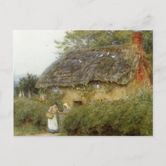 Allingham Eine Hütte mit Sonnenblumen am Peaslake Postkarte (Vorderseite)