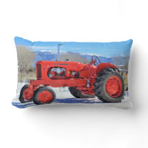 Allis Chalmers Traktor Winter Szene Rückenkissen