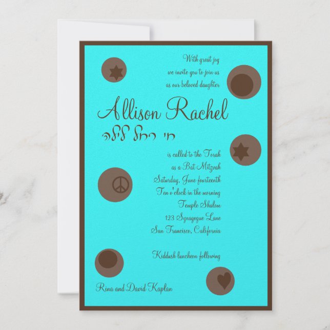 Allison Rachel Judenschokolade Bat Mitzvah Einladung (Vorderseite)
