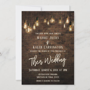 Allison V3 Brick Edison Lights Wedding Einladung