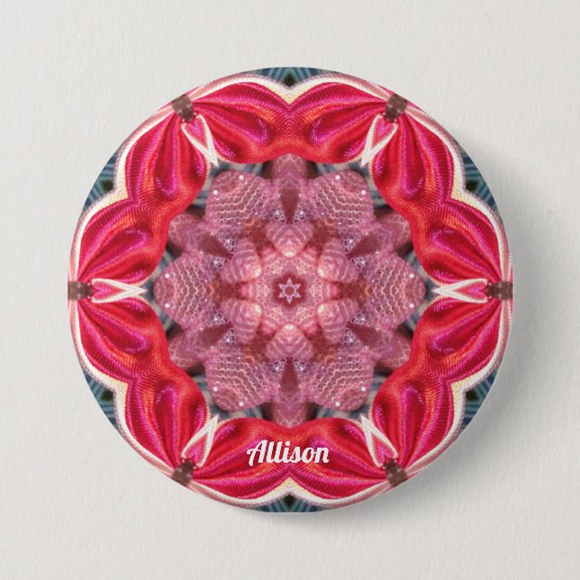 ALLISON ~ White Pink Green BLING ~ Schaltfläche Button (Vorderseite)