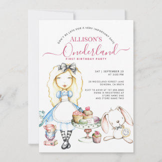 Allison's Onederland Tea Party Girl's 1. Geburtsta Einladung
