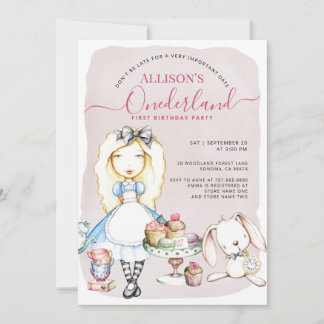 Allison's Onederland Tea Party Girl's 1. Geburtsta Einladung