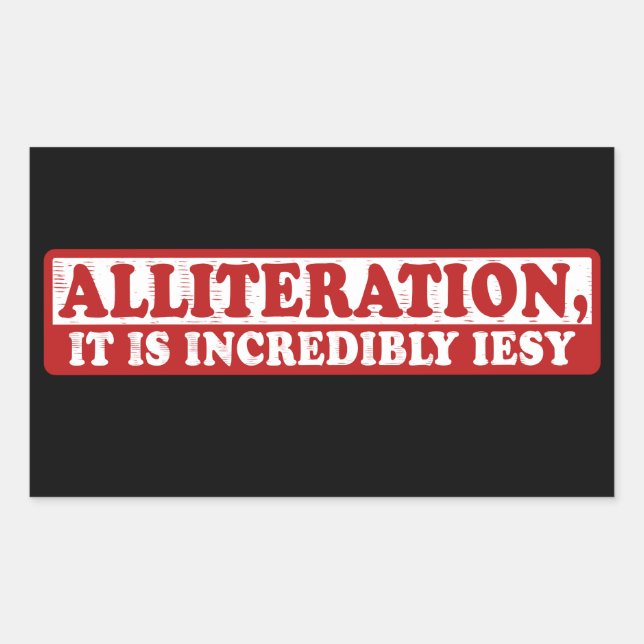 Alliteration lustiges kreatives Schreiben Rechteckiger Aufkleber (Vorderseite)