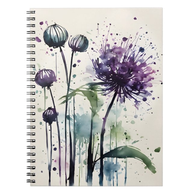 Allium - Aquarellblumen Notizblock (Vorderseite)
