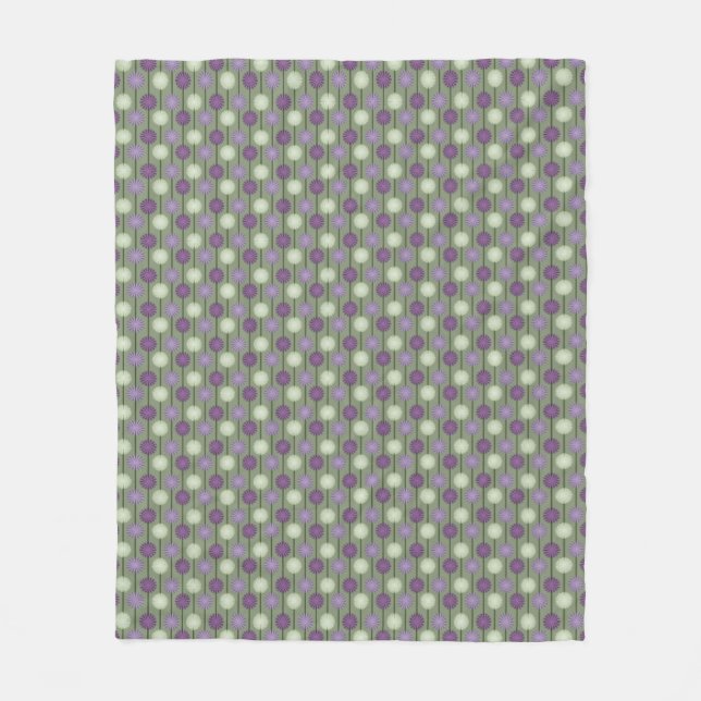Allium Blume Pattern Green Lila Fleece Blanket (Vorderseite)