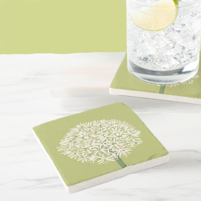  Allium Flower Botanical Art | Elegant Flora Steinuntersetzer (Von Creator hochgeladen)