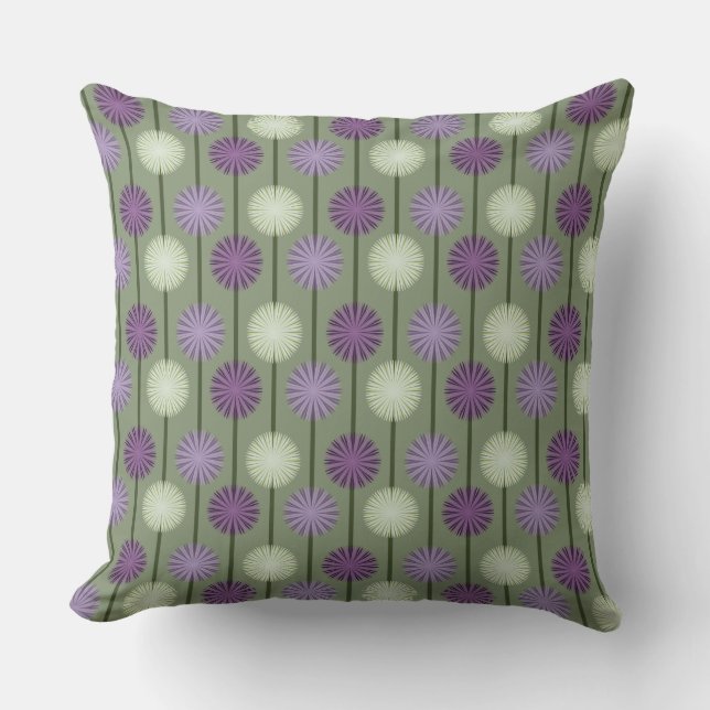 Allium Flower Motif violet et Coussin vert (Recto)