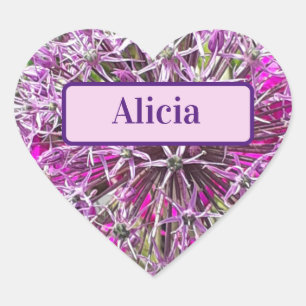 Allium & Summer Blume Personalisiert Herz-Aufkleber