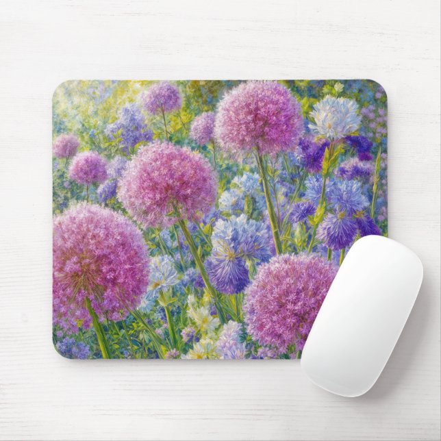 Allium- und Iris-Sommergarten Mousepad (Mit Mouse)