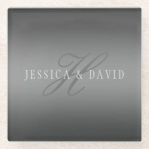 Allmählich ändernder Gradient Grau Beliebiger Name Glasuntersetzer