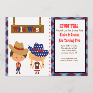 ALLO ! Invitation d'anniversaire de cowboy et de