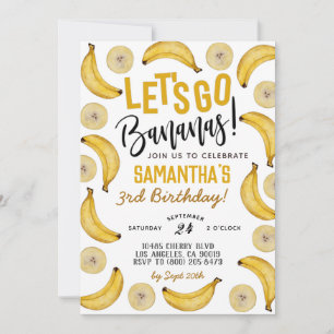 Allons-y Bananes Invitation d'anniversaire