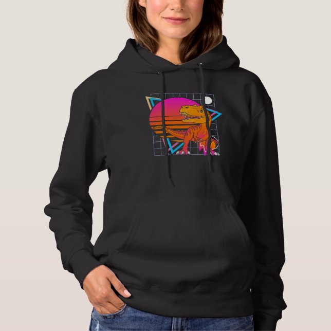 Allosaurus Dinosaur Retro 80s Style Vintage Hoodie (Vorderseite)