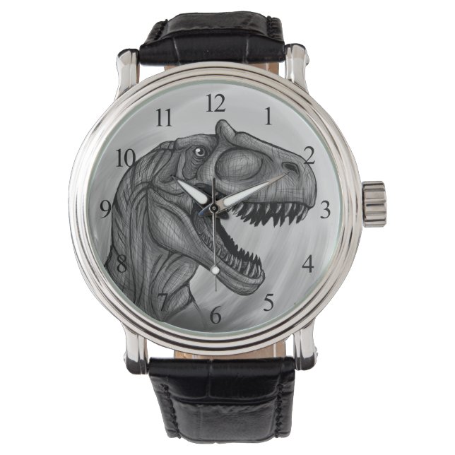 Allosaurus Sketch Armbanduhr (Vorderseite)
