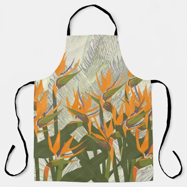 Allover Bird of Paradise Imprimer Tablier (Recto)