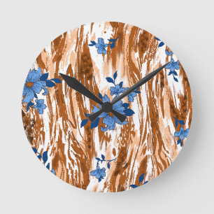 Allover-Blume Runde Wanduhr
