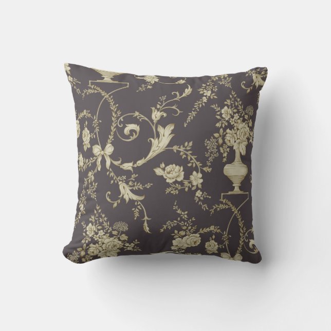 Allover Multimotif-Blume-Ornament Nahtloses Stück Kissen (Vorderseite)