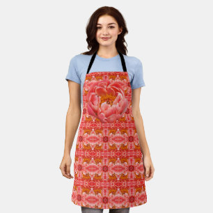 Allover Print Schürze Coral Peony