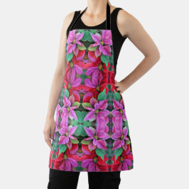 Allover Print Schürze Poinsettias