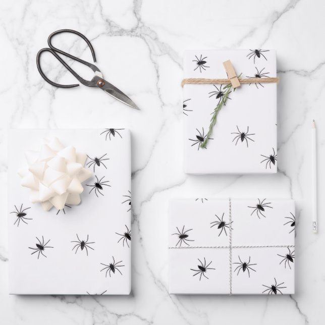 Allover Spiders Halloween Geschenkpapier Set (Vorderseite)