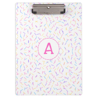 Allover Sprinkles Pink Multi Initial Clipboard Klemmbrett