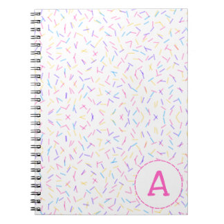 Allover Sprinkles Pink Multi Initial Notebook Notizblock