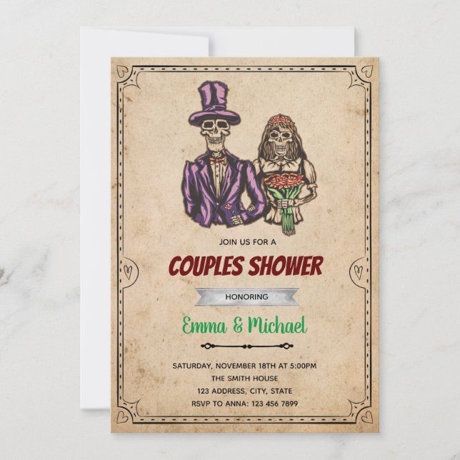 Alloween squelette mariage invitation de mariage (Devant)