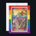 All's Fair in Liebe und Poesie: LGBT Skelton Tarot Postkarte<br><div class="desc">Feiern Sie Liebe,  Transformation und Selbstausdruck mit dieser eindrucksvollen Postkarte mit dem Titel "All's Fair in Liebe und Poesie". Inspiriert von der Ästhetik des Tarots,  zeigt das Design eine Skelettfigur,  die mit lebendigen Schmetterlingen verstrickt ist und die Wiedergeburt und Freiheit symbolisiert.</div>