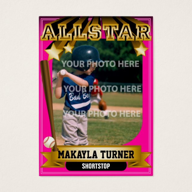 ALLSTAR Pink Custom Baseball Card (Vorderseite)