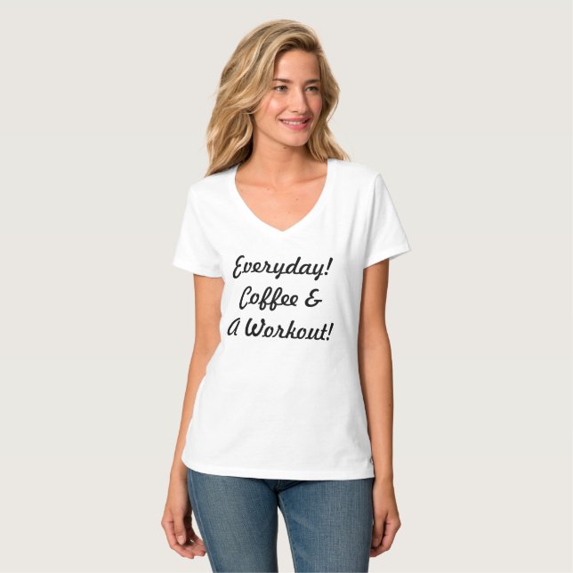 Alltäglicher Kaffee & Workout T-Shirt (Vorderseite Vollansicht)