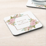 Alluring Rose Vintage Dusty Pink Wedding Monogram Getränkeuntersetzer<br><div class="desc">Alluring Rose Vintage Dusty Pink Floral Watercolor Elegant Flower Design with roses, leaves, buds, Foliage, and rose gold foil akzent. Subtle soft colors of pastel dusty blush pink, greens, mints and peach. A cottage chic look perfekt for a spring, summer, or garden wedding at your homestead, farm, or barn kam....</div>