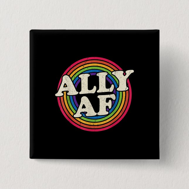 Ally AF - Gay Pride Month - LGBT Rainbow Flag Button (Vorderseite)