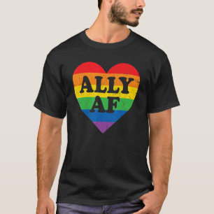 Ally AF LGBT Herzrennbogen LGBTQ Gay Pride Monat T-Shirt