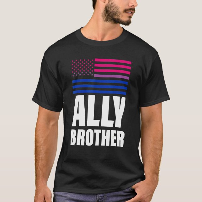 Ally Brother Bisexual Flag Lgbt Gay Pride T-Shirt (Vorderseite)