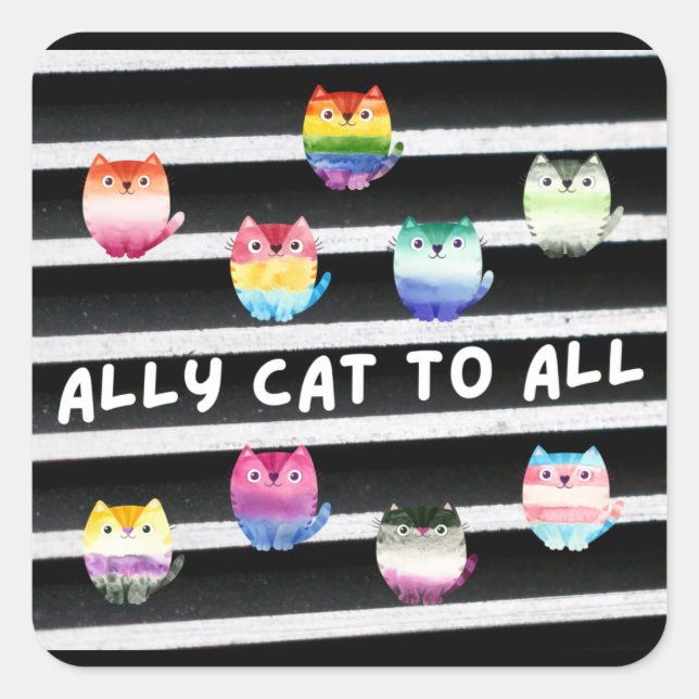 Ally Cat an alle Quadratischer Aufkleber (Vorderseite)