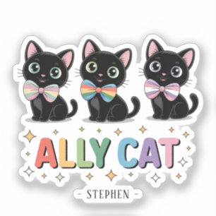 Ally Cat - Black Cat LGBTQ Prix Aufkleber
