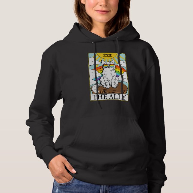 Ally Cat Gay Pride Pride Sunglasses Cat Tarot Card Hoodie (Vorderseite)