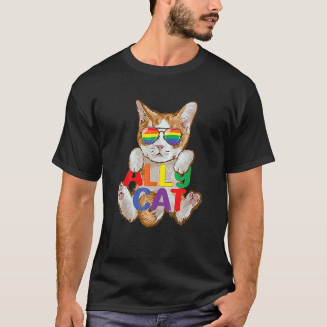 Ally Cat Lgb Gay Rainbow Prilag Flag Kitten Boys G T-Shirt (Vorderseite)