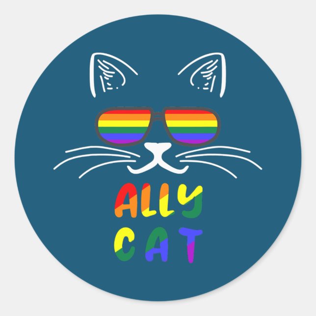 Ally Cat LGBT Gay Rainbow Prilag Kittys Runder Aufkleber (Vorderseite)