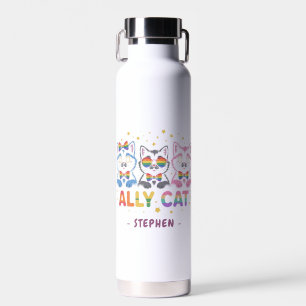 Ally Cat - Niedlicher, farbenfroher LGBTQ Prix der Trinkflasche