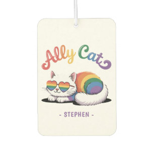 Ally Cat - Niedlicher LGBTQ-Preis für weiße Katze Autolufterfrischer