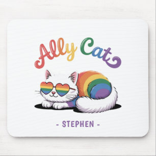 Ally Cat - Niedlicher LGBTQ-Preis für weiße Katze  Mousepad