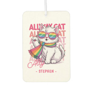 Ally Cat - Niedlicher LGBTQ-Prix der weißen Katze Autolufterfrischer