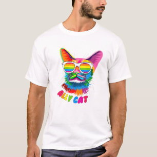 Ally Cat Purride Cat Pride Kitty Mama Gay Daddy Le T-Shirt
