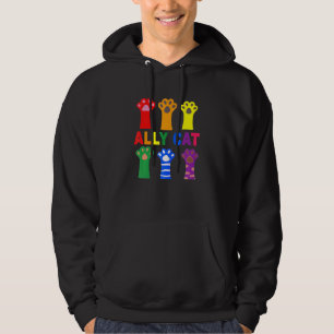 Ally Cat Purride Paw Rainbow Cat Lgbt Gay Pride Hoodie